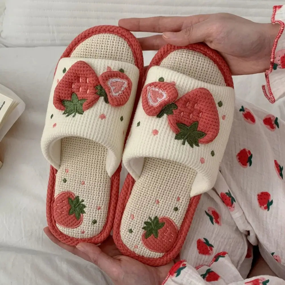 Knit Strawberry Slides for Cozy Comfort and Style - shoes