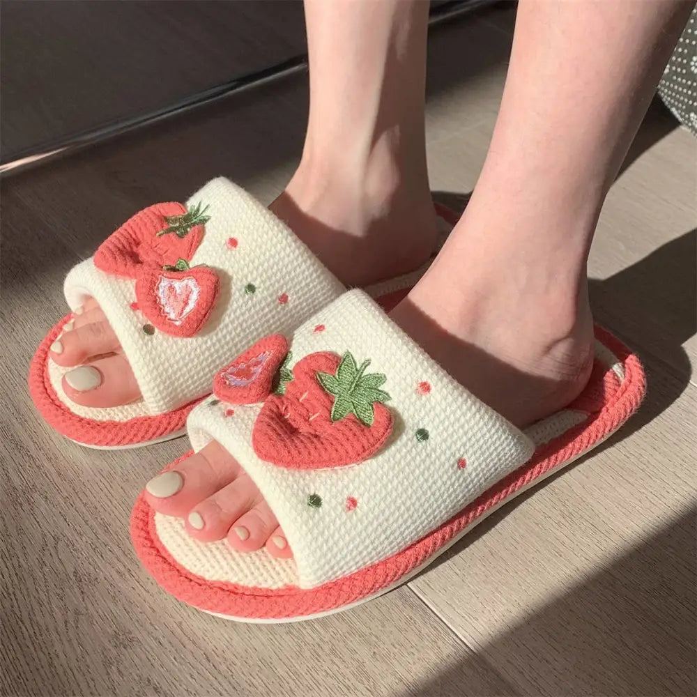 Knit Strawberry Slides for Cozy Comfort and Style - shoes