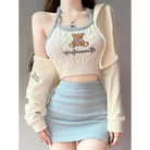 Knit Teddy Crop Top - crochet, embroidered, embroidery, knit, knit top Cosparty