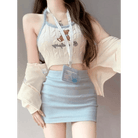 Knit Teddy Crop Top for Cute and Cozy Angelcore Fashion - Cosparty