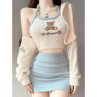 Knit Teddy Crop Top for Cute and Cozy Angelcore Fashion - Cosparty