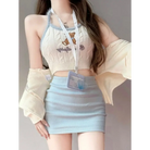 Knit Teddy Crop Top for Cute and Cozy Angelcore Fashion - shirt