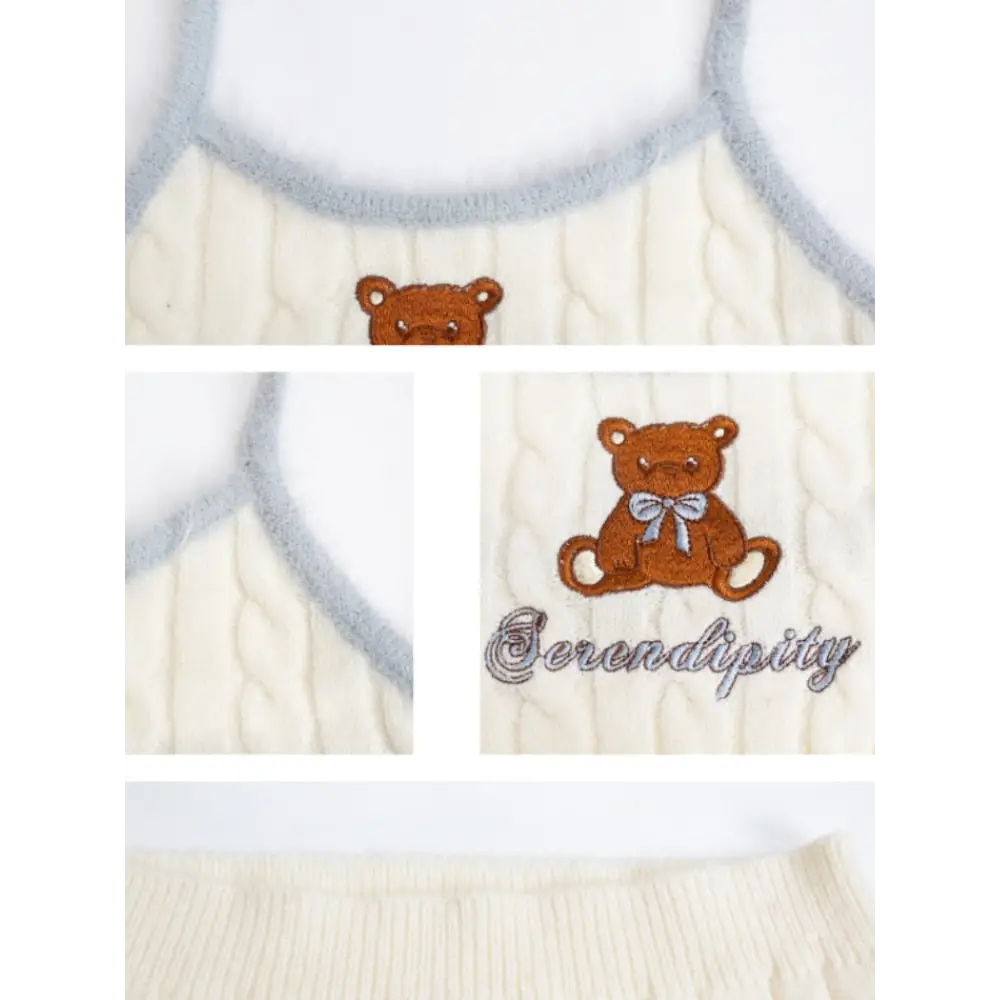 Knit Teddy Crop Top for Cute and Cozy Angelcore Fashion - shirt