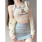 Knit Teddy Crop Top for Cute and Cozy Angelcore Fashion - shirt