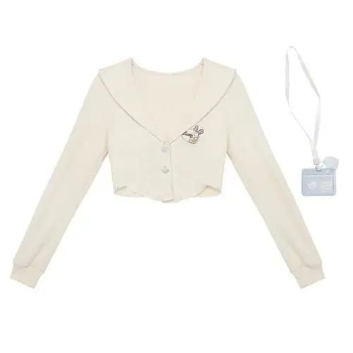 Knit Teddy Crop Top for Cute and Cozy Angelcore Fashion - Cosparty