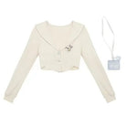 Knit Teddy Crop Top for Cute and Cozy Angelcore Fashion - Cosparty