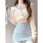 Knit Teddy Crop Top for Cute and Cozy Angelcore Fashion - Cosparty