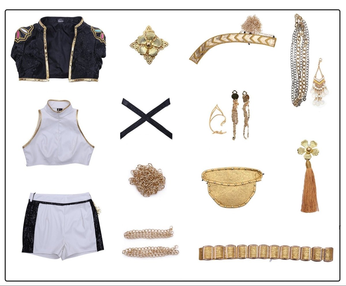 KPop Demon Hunters Rumi, Zoey and Mira Golden Cosplay Outfit Sets - Cosparty