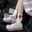 Lace Ankle-High Stockings with Strawberry Ribbon and Ruffle Top - socks