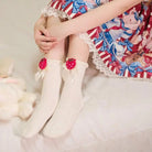 Lace Ankle - High Stockings with Strawberry Ribbon and Ruffle Top - Cosparty