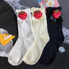 Lace Ankle - High Stockings with Strawberry Ribbon and Ruffle Top - Cosparty