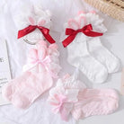 Lace Baby Bun Sockies - Pink With Ribbon - bunnies, bunny, bunny ears, feet, lace