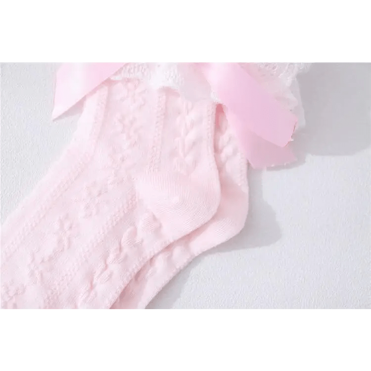 Lace Bunny Ear Lolita Stockings with Ruffles and Removable Ears - Cosparty