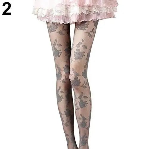 Lace Floral Embellished Nylon Tights for Elegant Looks - Cosparty