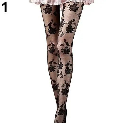 Lace Floral Embellished Nylon Tights for Elegant Looks - Cosparty