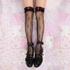 Lace Knee - High Stockings with Ruffles and Strawberry Silk Ribbon - Cosparty