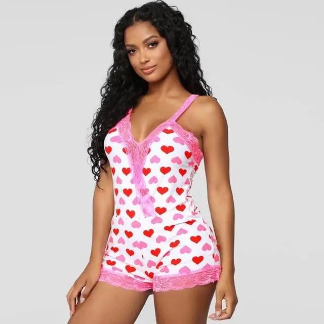 Lace - Trimmed Heart Bodysuit in Pink or Green - Cosparty