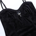 Lace Trimmed Velvet Dress with Bralette and Cross Embellishment - Cosparty