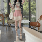 Lace Trimmed Whisper Crop Top with Baby Bunny and Roses Design - Cosparty