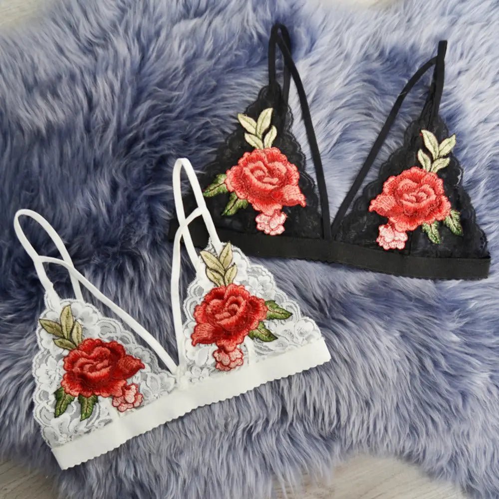 Lacey Rose Embroidered Bra with Style Harness Straps - Cosparty