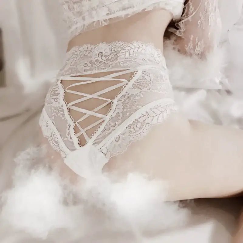 Lacy Corset Back Panties with Silk Ribbon in Plus Sizes - Cosparty