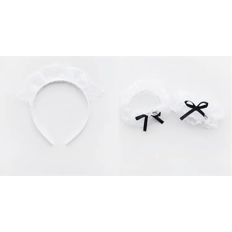 Lacy French Maid Inspired Dress with Matching Accessories - Cosparty