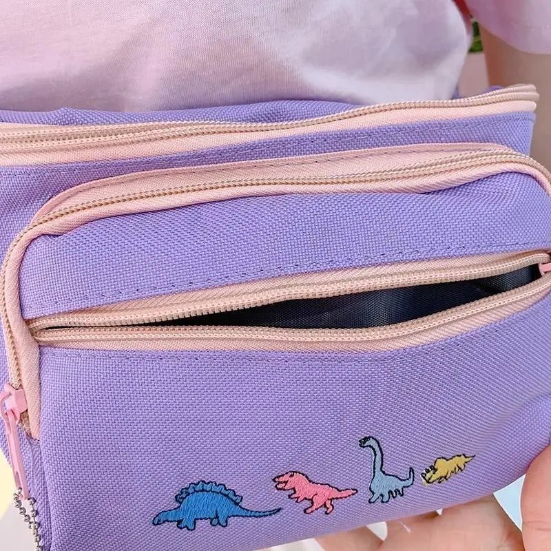 Lavender Dinosaur Fanny Pack for Enamel Pins and Kawaii Style - Cosparty