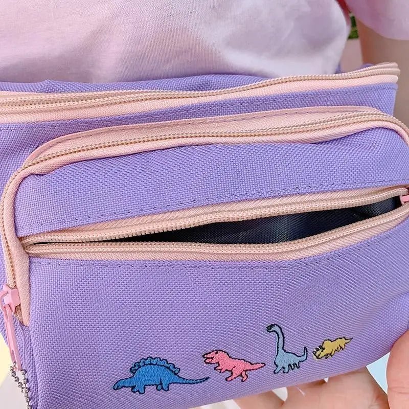 Lavender Dinosaur Fanny Pack for Enamel Pins and Kawaii Style - Cosparty