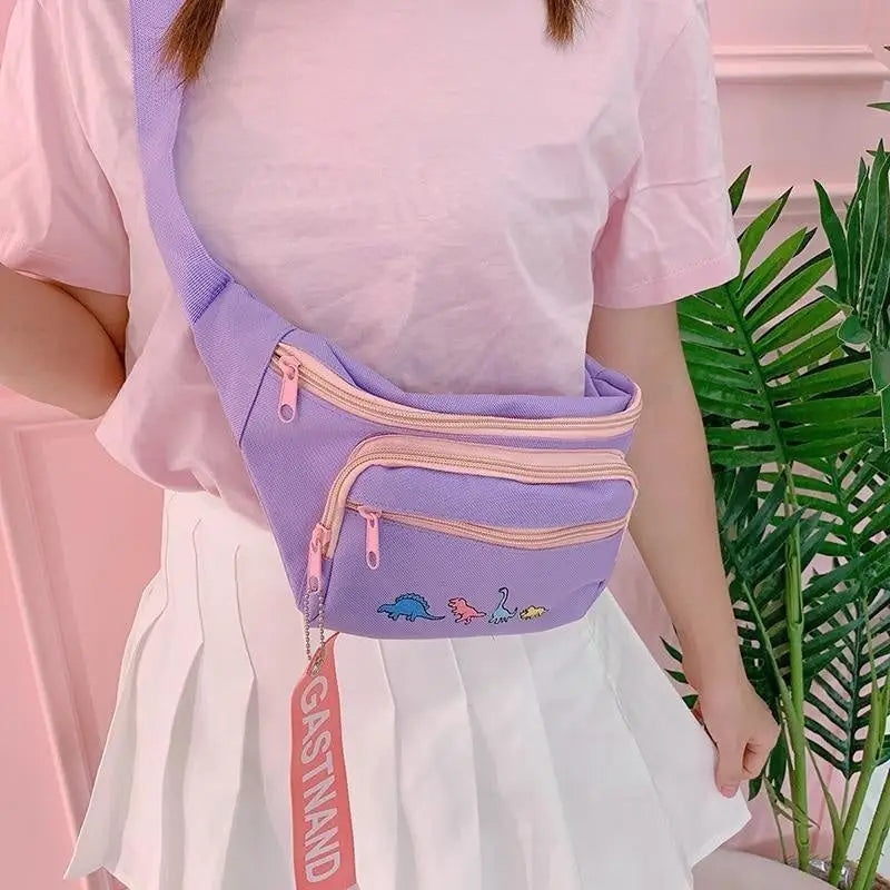 Lavender Dinosaur Fanny Pack for Enamel Pins and Kawaii Style - bag