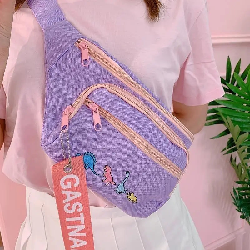 Lavender Dinosaur Fanny Pack for Enamel Pins and Kawaii Style - bag