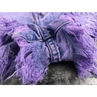 Lavender High Waisted Distressed Denim Shorts with Lace - Up Sides - Cosparty