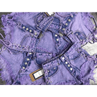 Lavender High Waisted Distressed Denim Shorts with Lace - Up Sides - Cosparty