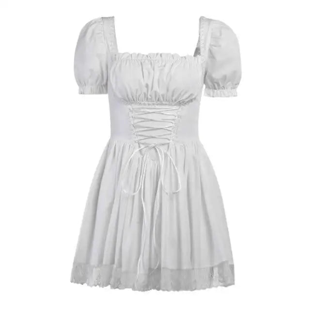 Layered Babydoll Maiden Dress in White or Black - dress