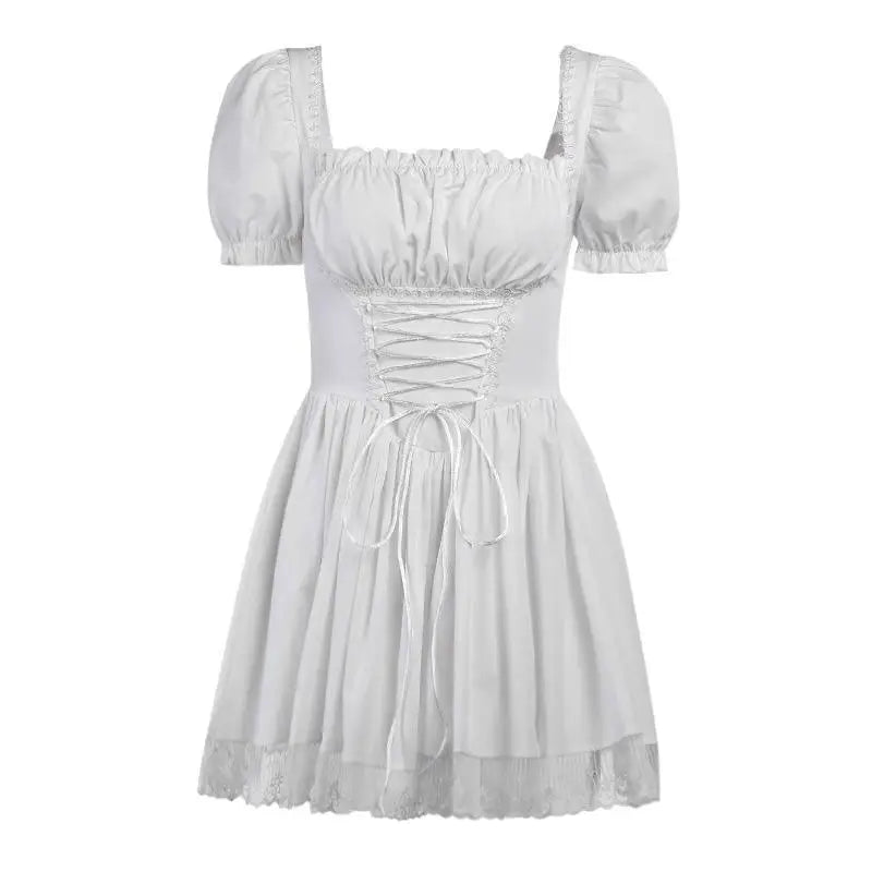 Layered Babydoll Maiden Dress in White or Black - dress