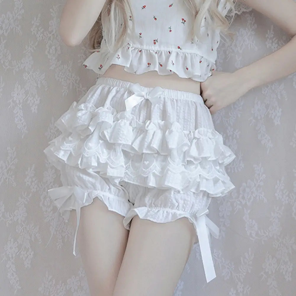 Layered Ruffled Bloomers for Kawaii and Lolita Styles - Shorts