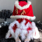 Layered Santa Claus Inspired Christmas Dress with Headband - Cosparty