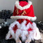 Layered Santa Claus Inspired Christmas Dress with Headband - dress