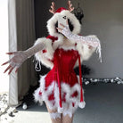 Layered Santa Claus Inspired Christmas Dress with Headband - dress