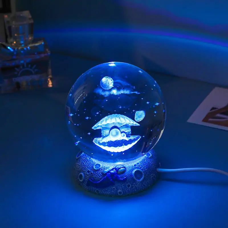 LED Aquamarine Life Snowglobe for Enchanting Underwater Ambiance - Shell - light