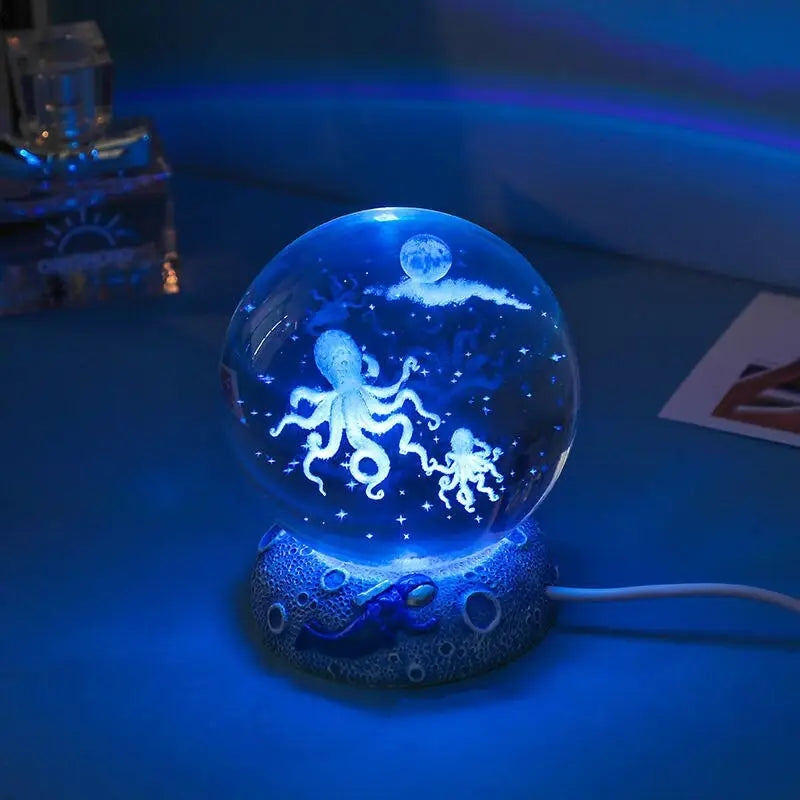 LED Aquamarine Life Snowglobe for Enchanting Underwater Ambiance - light