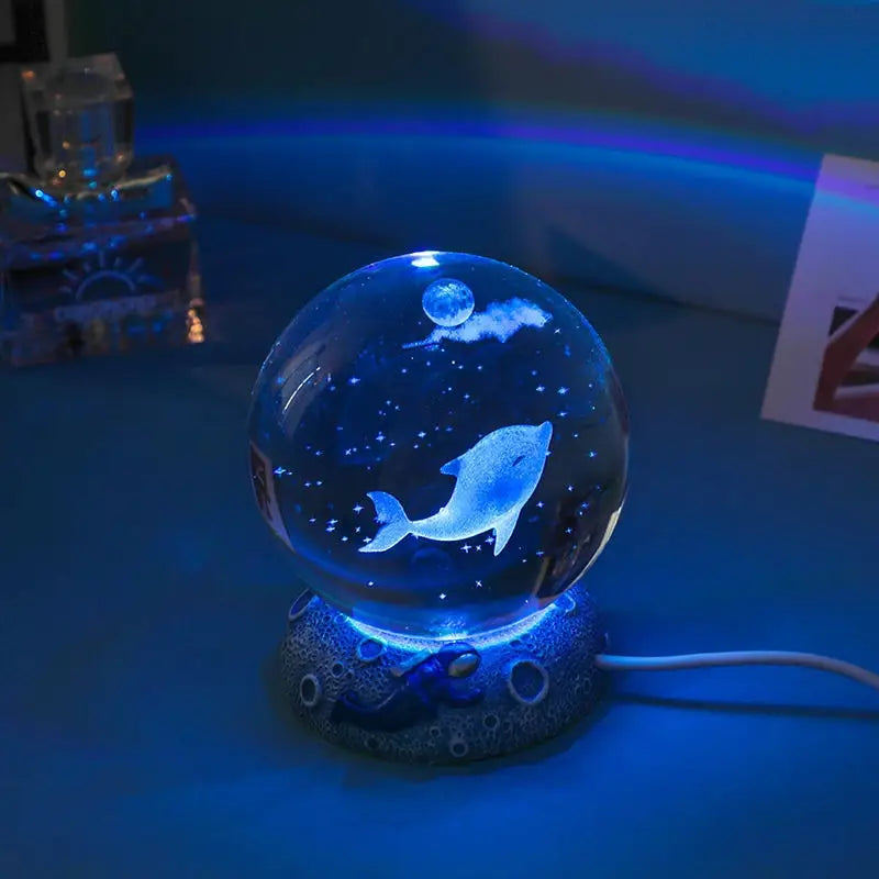 LED Aquamarine Life Snowglobe for Enchanting Underwater Ambiance - Dolphin - light