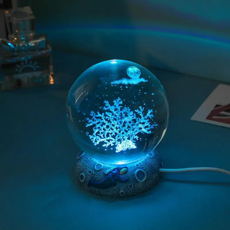 LED Aquamarine Life Snowglobe for Enchanting Underwater Ambiance - Coral - light