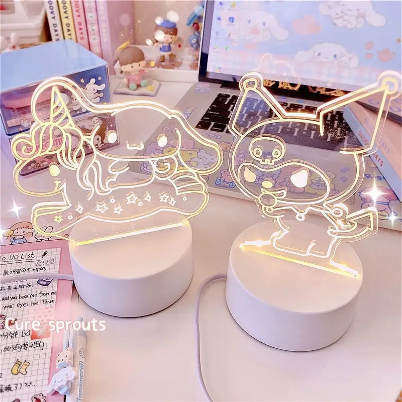 LED Aura Night Lights Featuring Kuromi Cinnamoroll and Friends - lamp