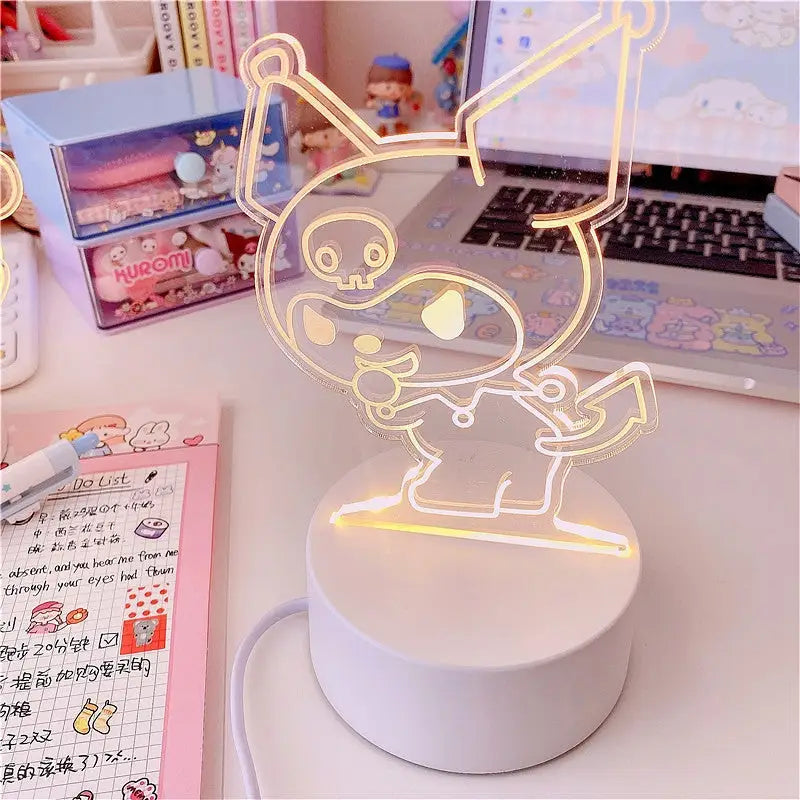 Cinna & Kuromi LED Lights - cinnamoroll, fairy kei, kawaii, kuromi, lamp