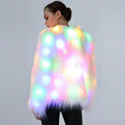 LED Christmas Light Vegan Fur Cardigan Sweater for Festive Style - Cosparty
