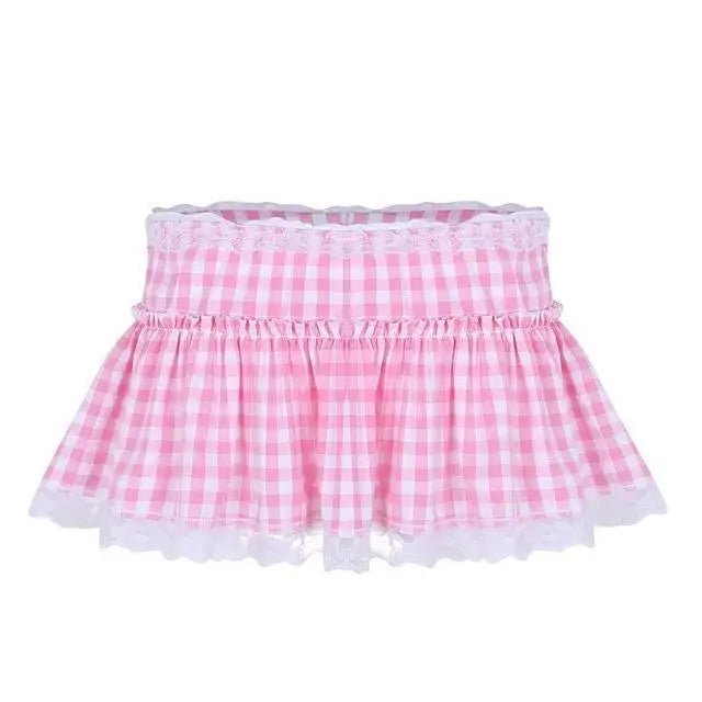 Light Blue Gingham Plaid Miniskirt in New Condition for Girly Fashion - Cosparty