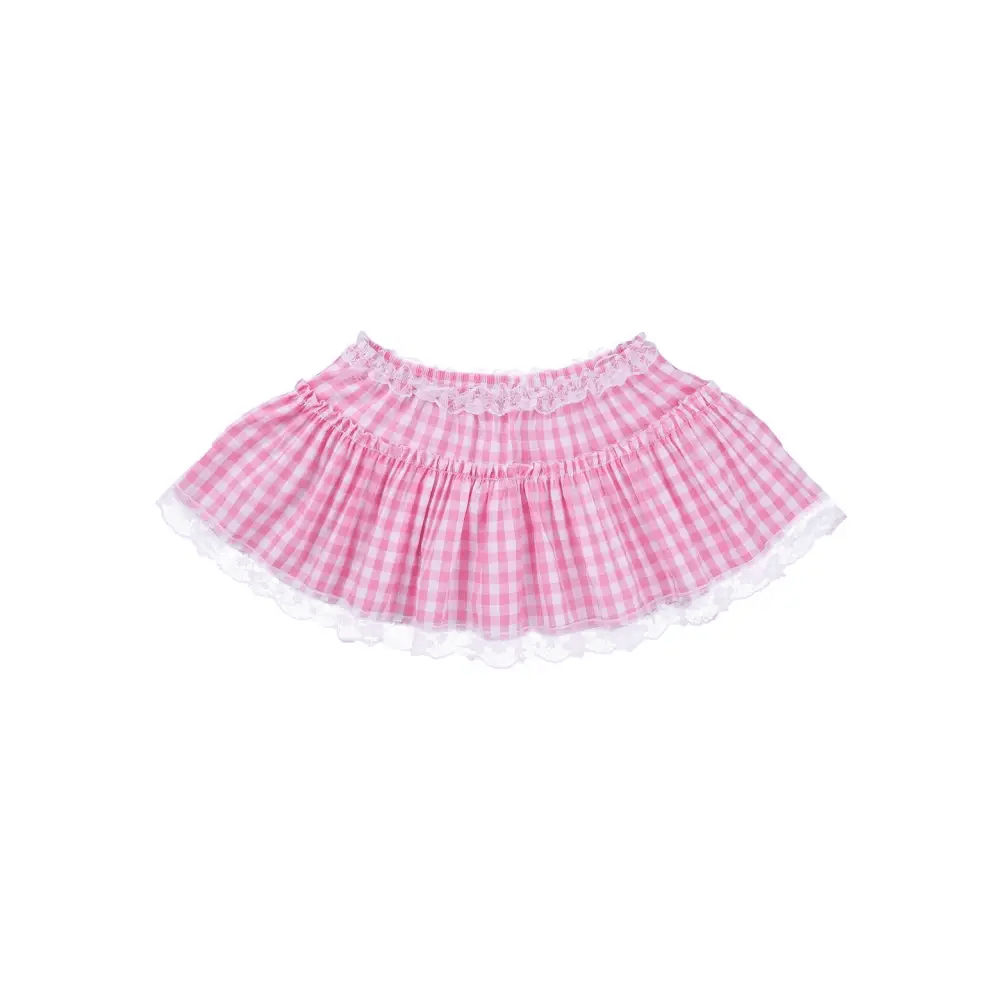 Light Blue Gingham Plaid Miniskirt in New Condition for Girly Fashion - Cosparty