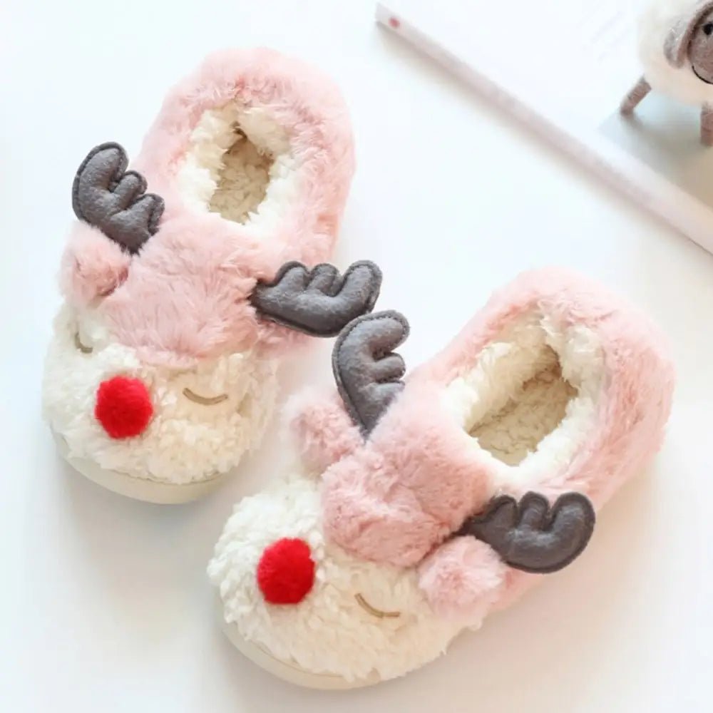 Light Purple Reindeer Slippers for Cozy Christmas Comfort - Cosparty