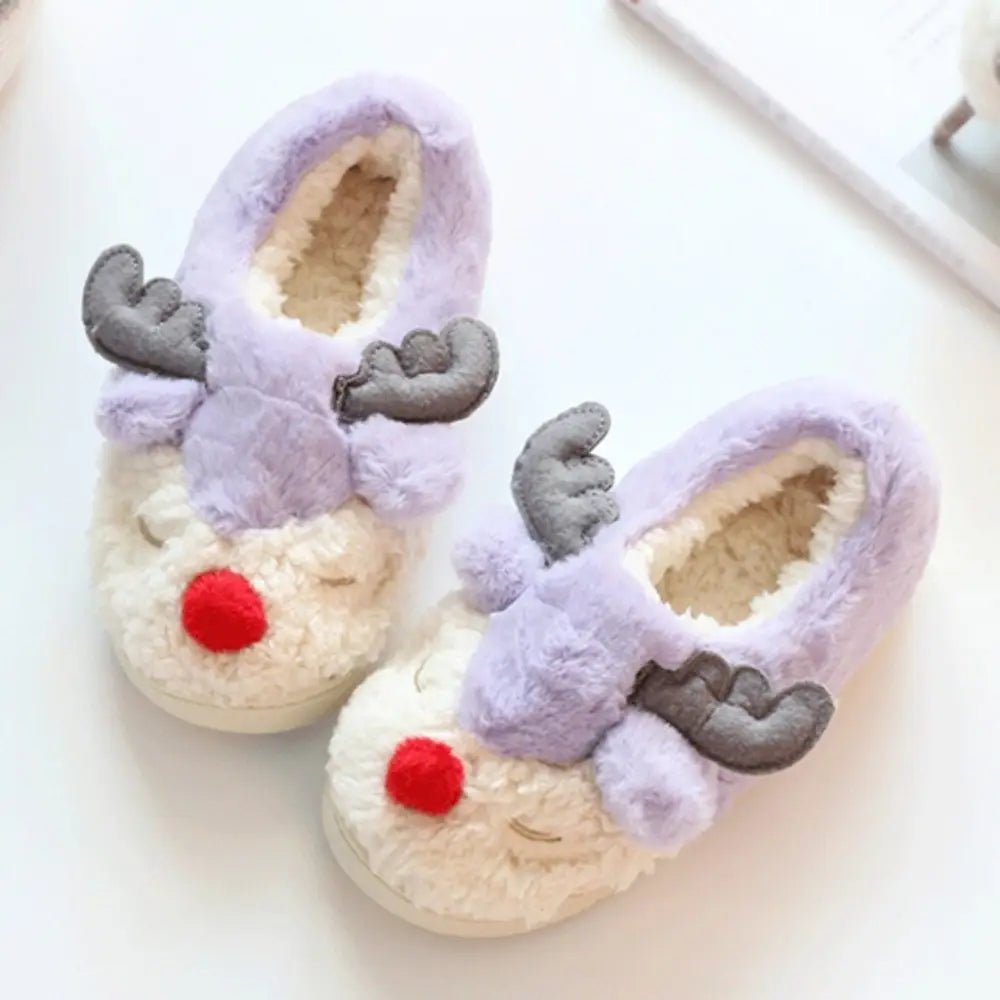 Light Purple Reindeer Slippers for Cozy Christmas Comfort - Cosparty