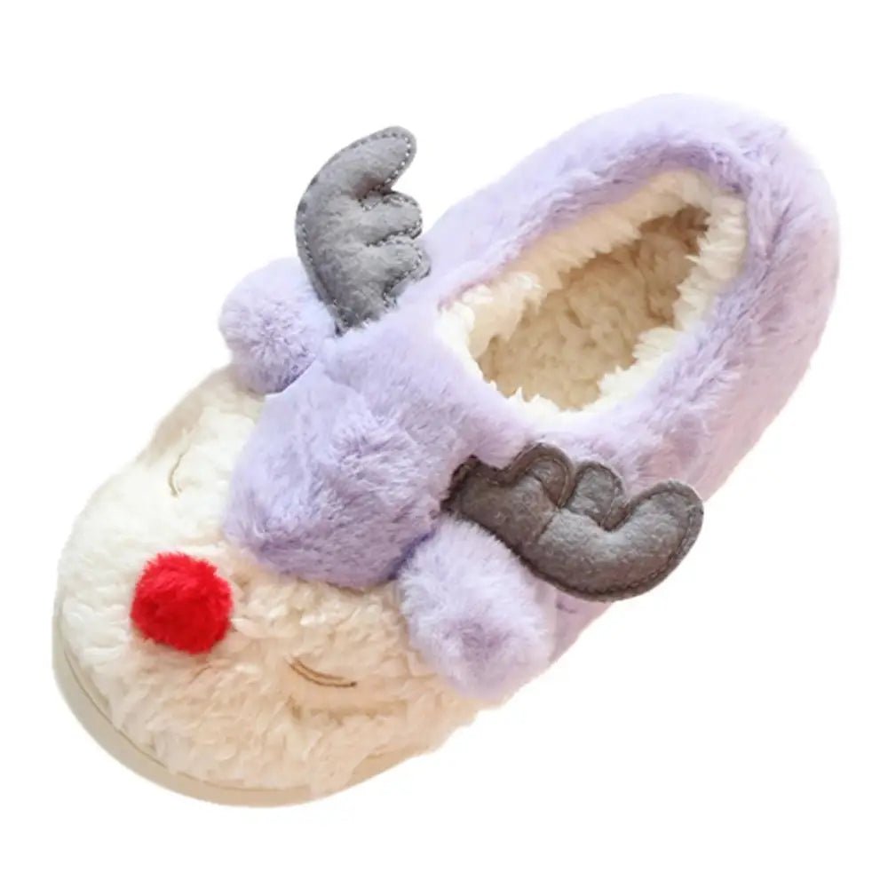 Light Purple Reindeer Slippers for Cozy Christmas Comfort - Cosparty